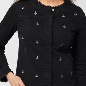 Chico's NWT jeweled black denim jacket size 1